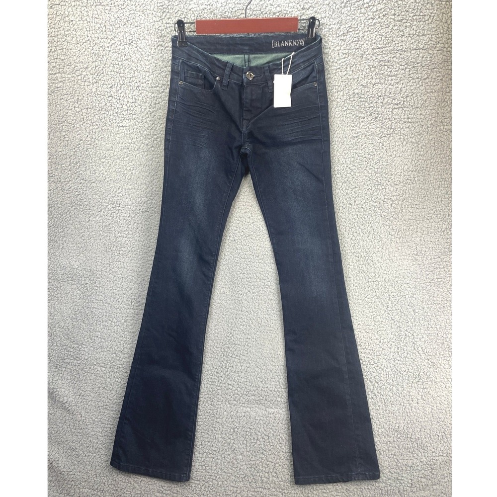 Blank NYC Flare Jeans Womens 25 Blue Dark Wash Stretch Casual Bell Bottom NWT